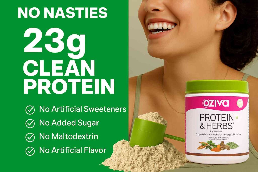 OZiva Protein and Herbs for Women plant-based supplement