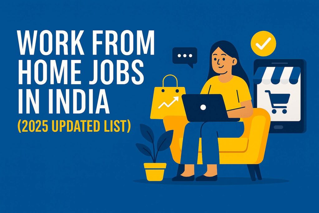 Illustration representing Work from Home Jobs in India with a professional setup