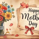 Smiling mother and child with a message related to Mother's Day quotes