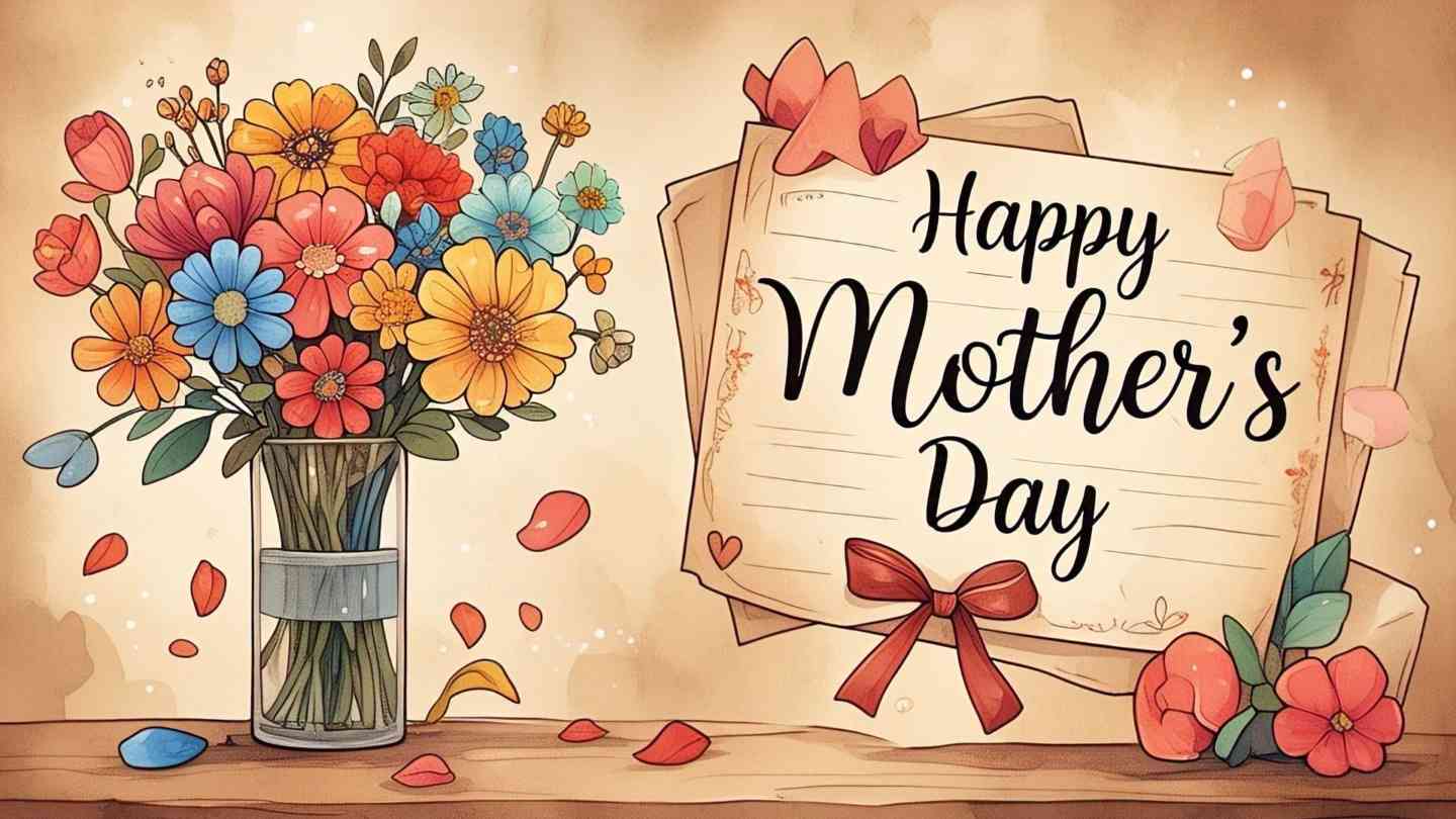 Smiling mother and child with a message related to Mother's Day quotes
